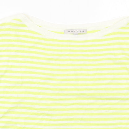 Nutmeg Womens Yellow Striped Knit Pullover Jumper Size 16