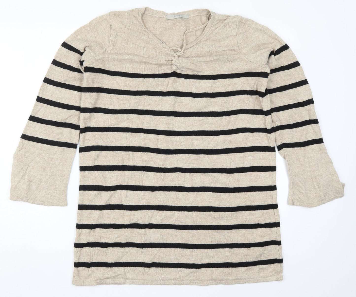 George Womens Beige Striped Knit Pullover Jumper Size 14