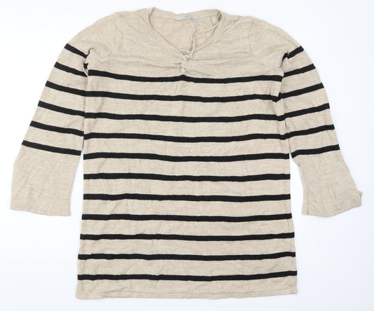 George Womens Beige Striped Knit Pullover Jumper Size 14