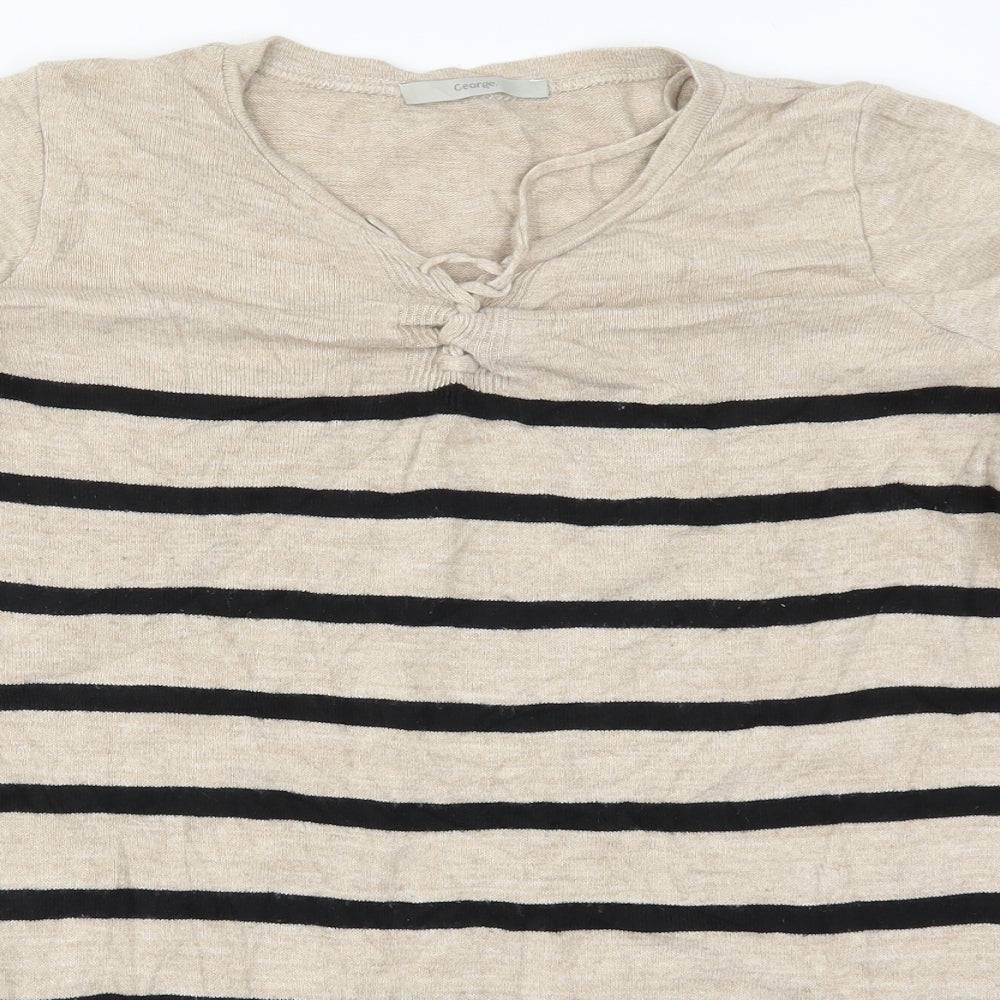 George Womens Beige Striped Knit Pullover Jumper Size 14