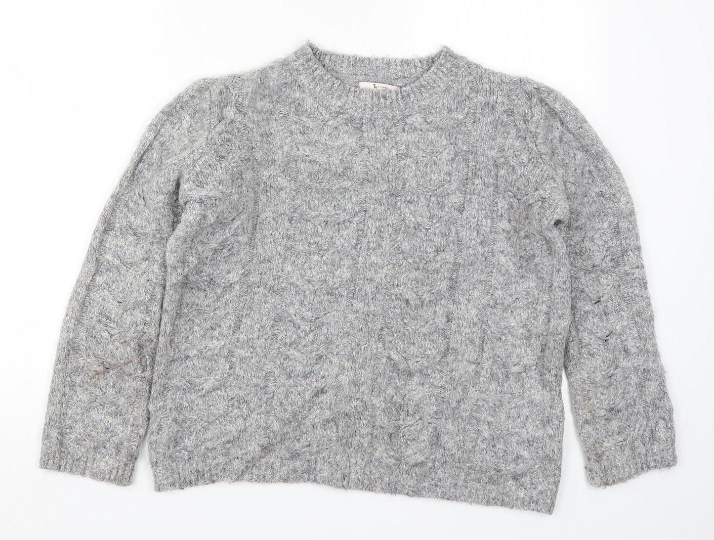 TU Womens Grey  Knit Pullover Jumper Size 10