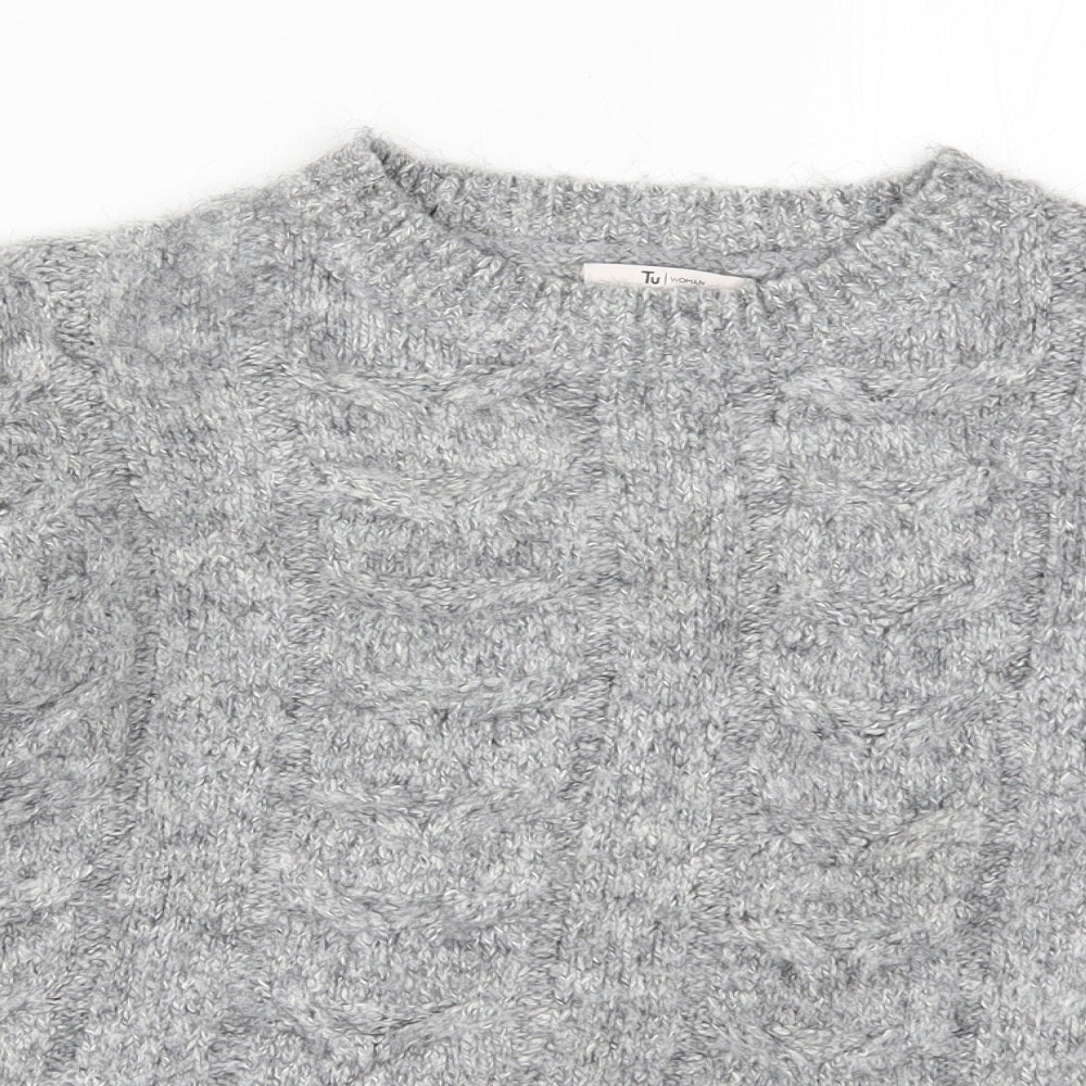 TU Womens Grey  Knit Pullover Jumper Size 10