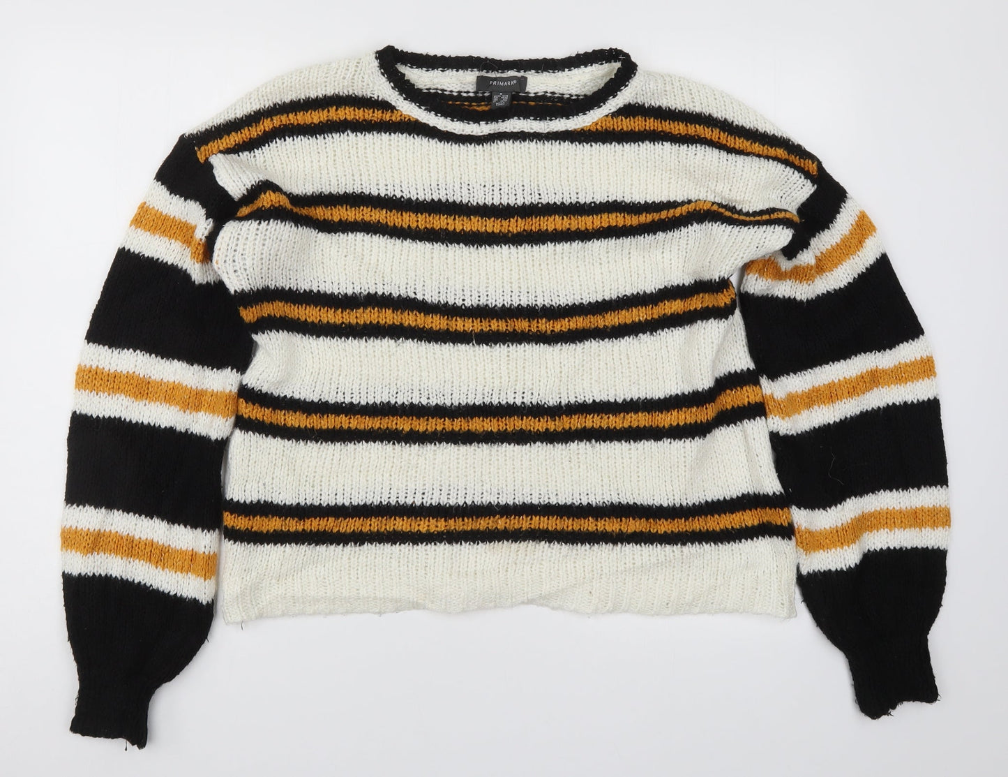 Primark Womens Yellow Striped Knit Pullover Jumper Size 12