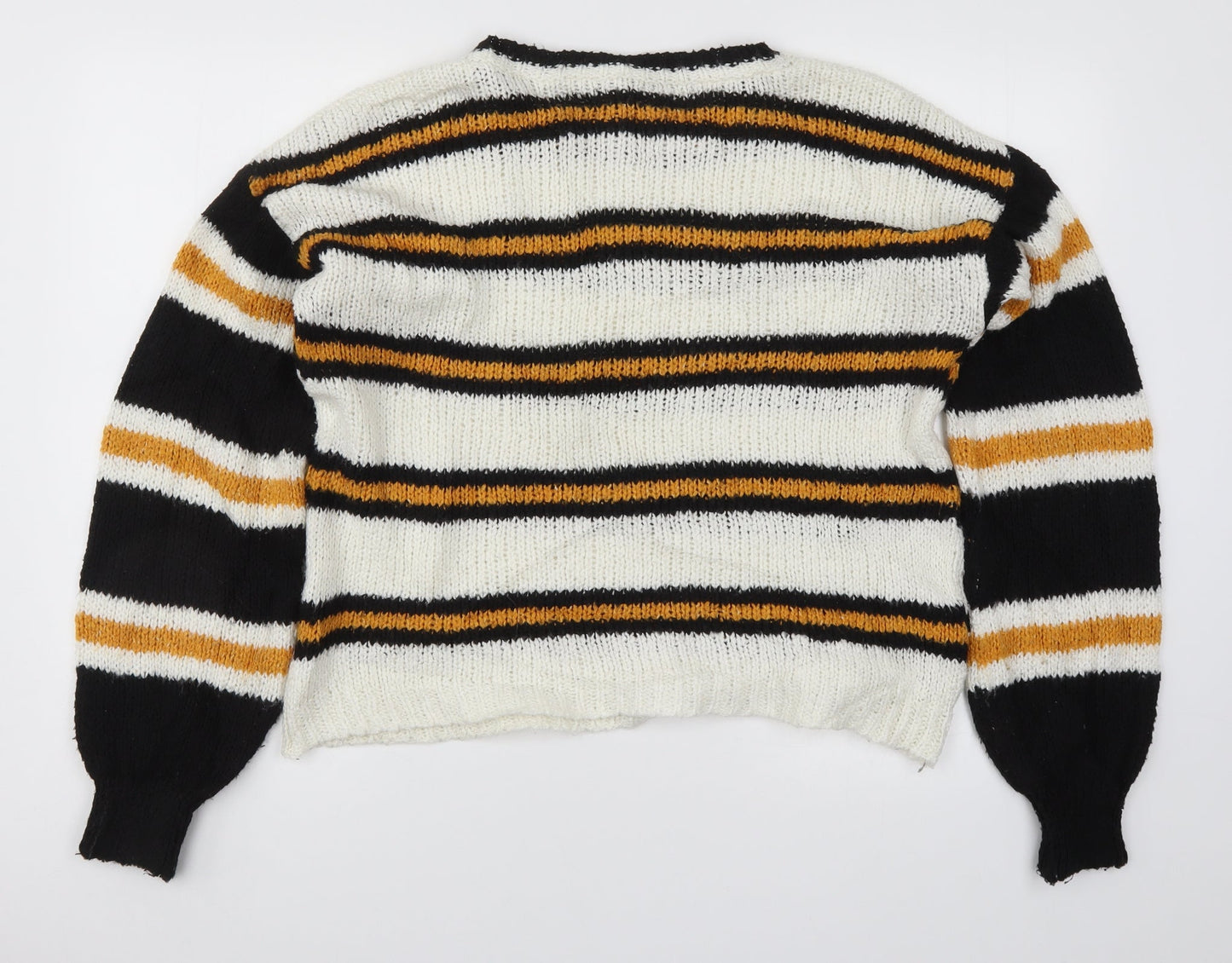 Primark Womens Yellow Striped Knit Pullover Jumper Size 12