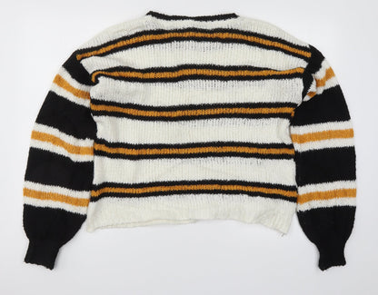 Primark Womens Yellow Striped Knit Pullover Jumper Size 12