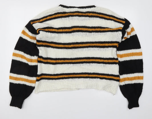 Primark Womens Yellow Striped Knit Pullover Jumper Size 12