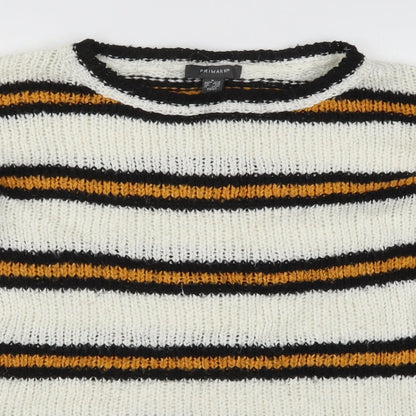 Primark Womens Yellow Striped Knit Pullover Jumper Size 12