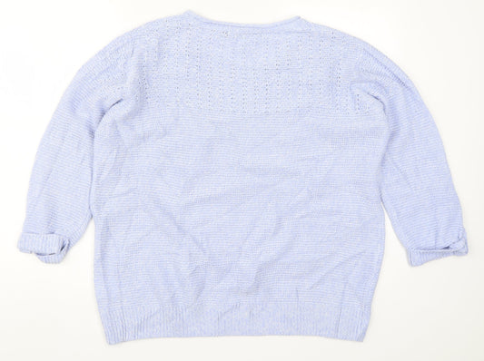Womens UK Size 18 Isle Blue Pullover Jumper