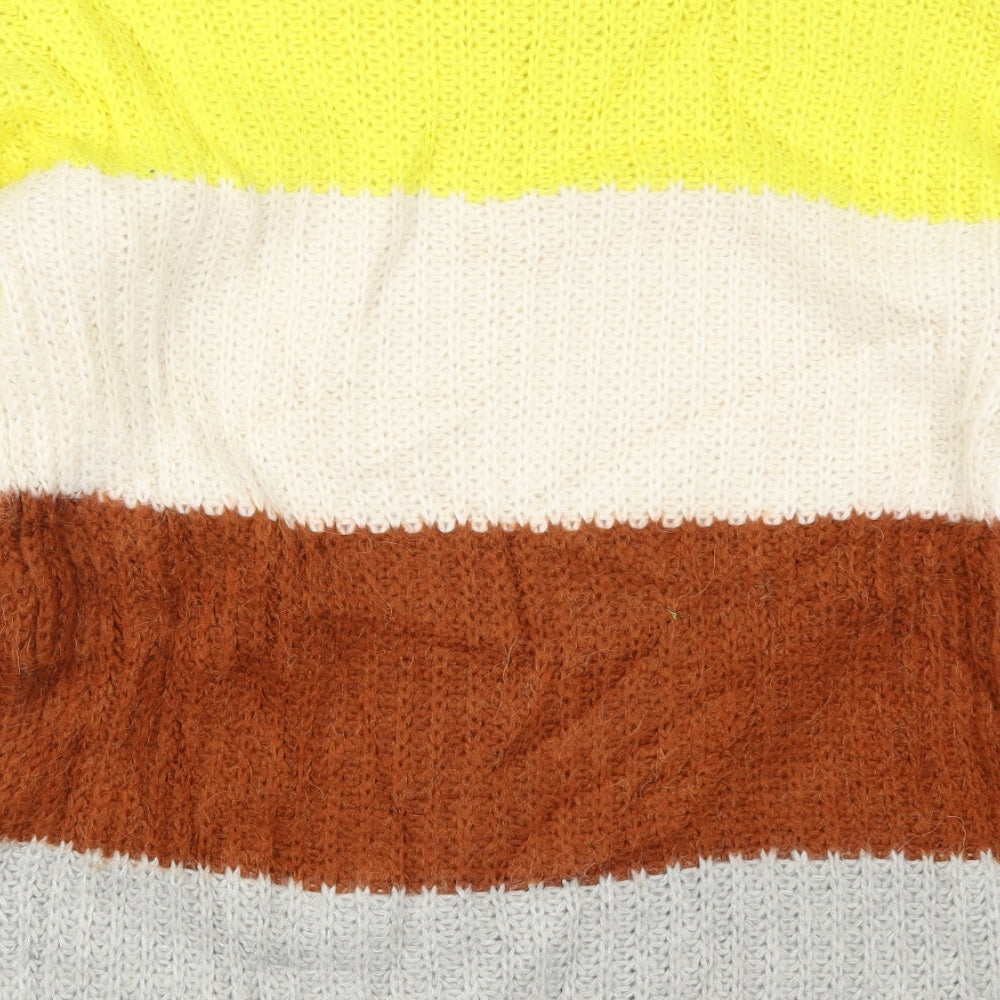 TU Womens Yellow Striped Knit Pullover Jumper Size 12  - Beige