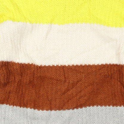 TU Womens Yellow Striped Knit Pullover Jumper Size 12  - Beige