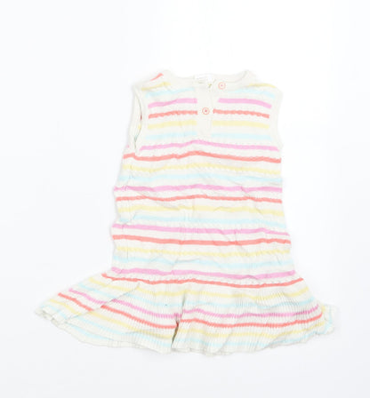NEXT Girls Purple Striped Knit Jumper Dress  Size 9-12 Months