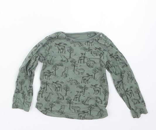 TU Boys Green Geometric  Basic T-Shirt Size 12-18 Months