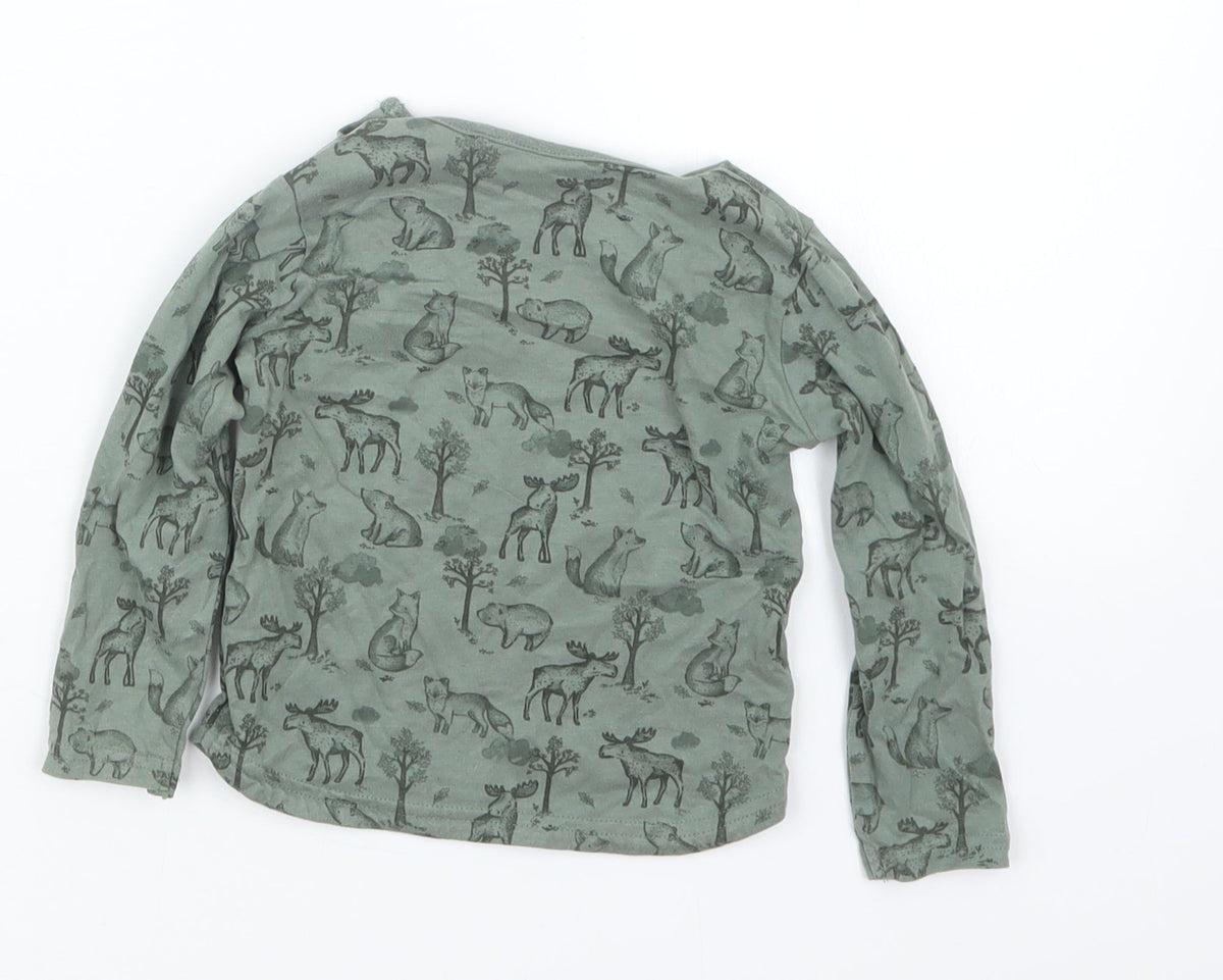 TU Boys Green Geometric  Basic T-Shirt Size 12-18 Months