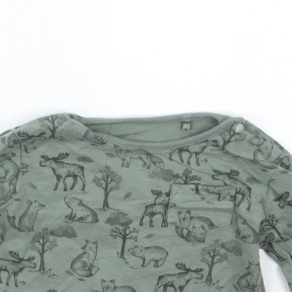 TU Boys Green Geometric  Basic T-Shirt Size 12-18 Months