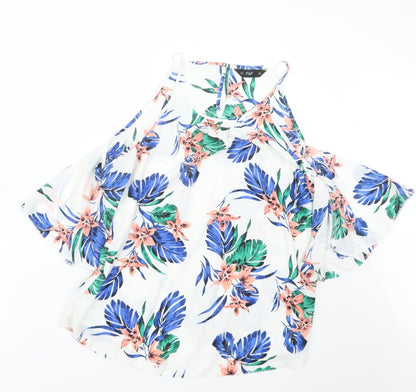 F&F Womens Blue Floral  Basic Blouse Size 14