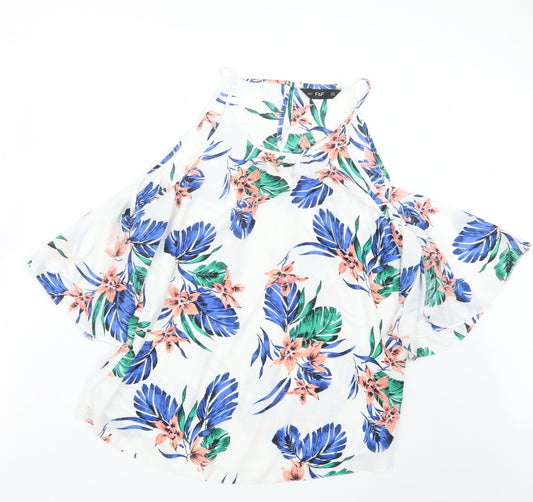 F&F Womens Blue Floral  Basic Blouse Size 14