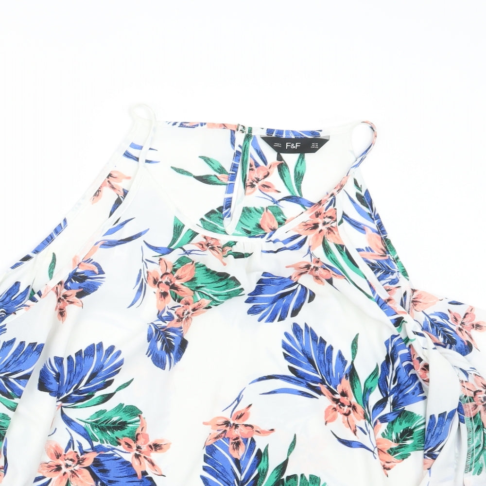 F&F Womens Blue Floral  Basic Blouse Size 14