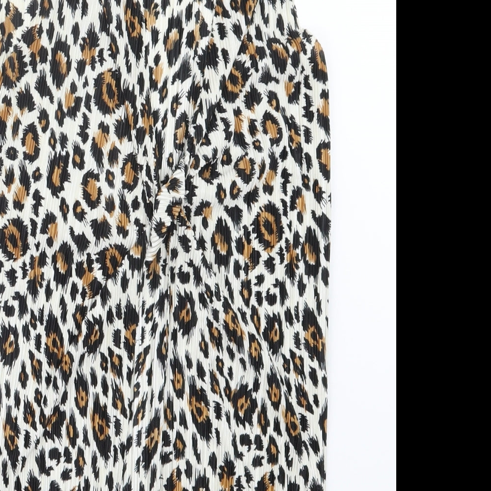 Topshop Womens Black Animal Print  Basic T-Shirt Size 8