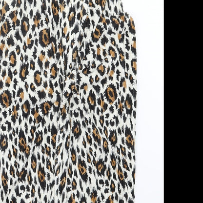 Topshop Womens Black Animal Print  Basic T-Shirt Size 8