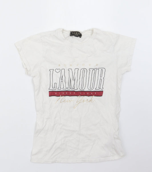 Lipsy Womens White   Basic T-Shirt Size S