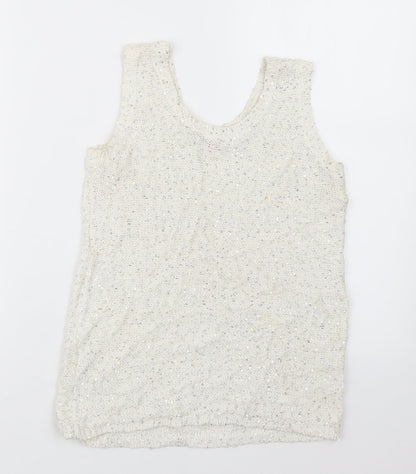 River Island Girls White  Knit Pullover Jumper Size 9-10 Years