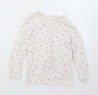 Marks and Spencer Girls White Floral  Top Pyjama Set Size 6-7 Years