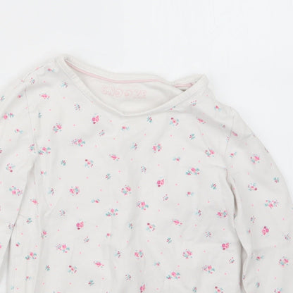 Marks and Spencer Girls White Floral  Top Pyjama Set Size 6-7 Years
