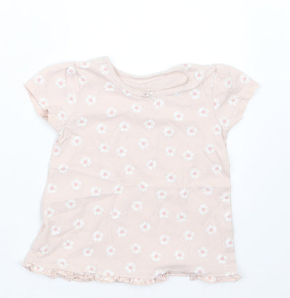 George Girls Pink Floral  Basic T-Shirt Size 12-18 Months