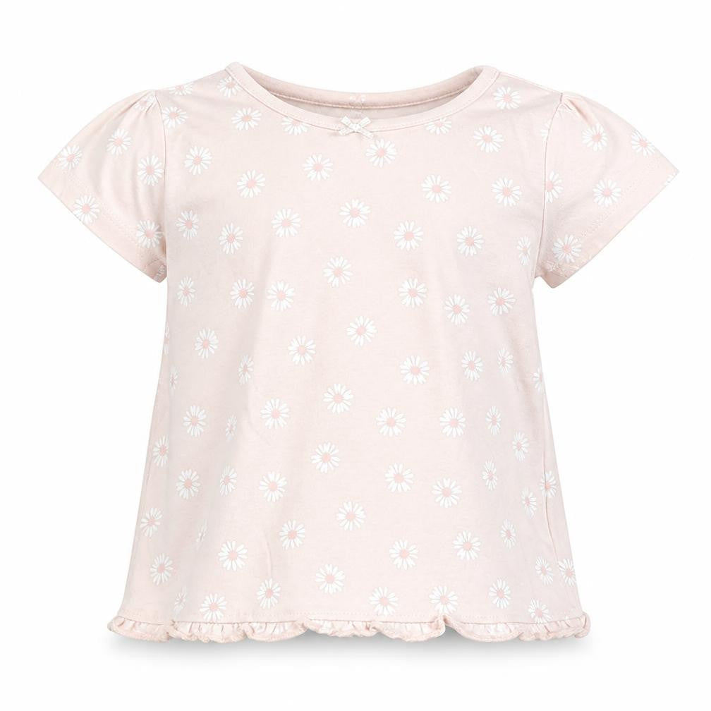 Front view of George girls’ pink floral basic t-shirt, size 12-18, months