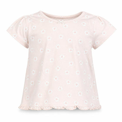 Front view of George girls’ pink floral basic t-shirt, size 12-18, months