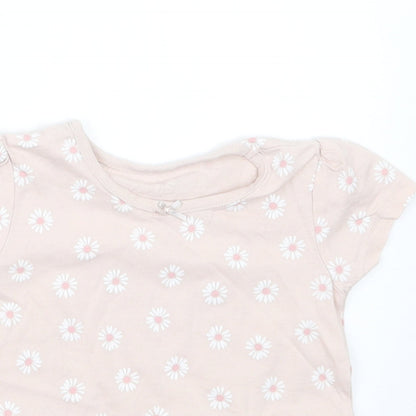 George Girls Pink Floral  Basic T-Shirt Size 12-18 Months