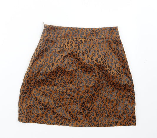 PRETTYLITTLETHING Womens Brown Animal Print  Straight & Pencil Skirt Size 4