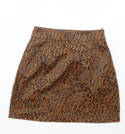 PRETTYLITTLETHING Womens Brown Animal Print  Straight & Pencil Skirt Size 4