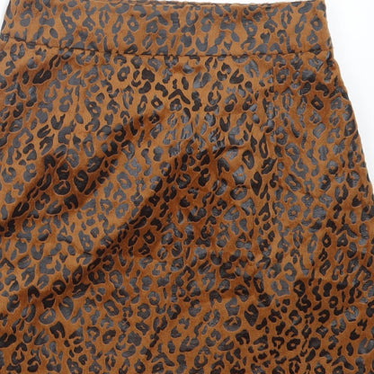 PRETTYLITTLETHING Womens Brown Animal Print  Straight & Pencil Skirt Size 4