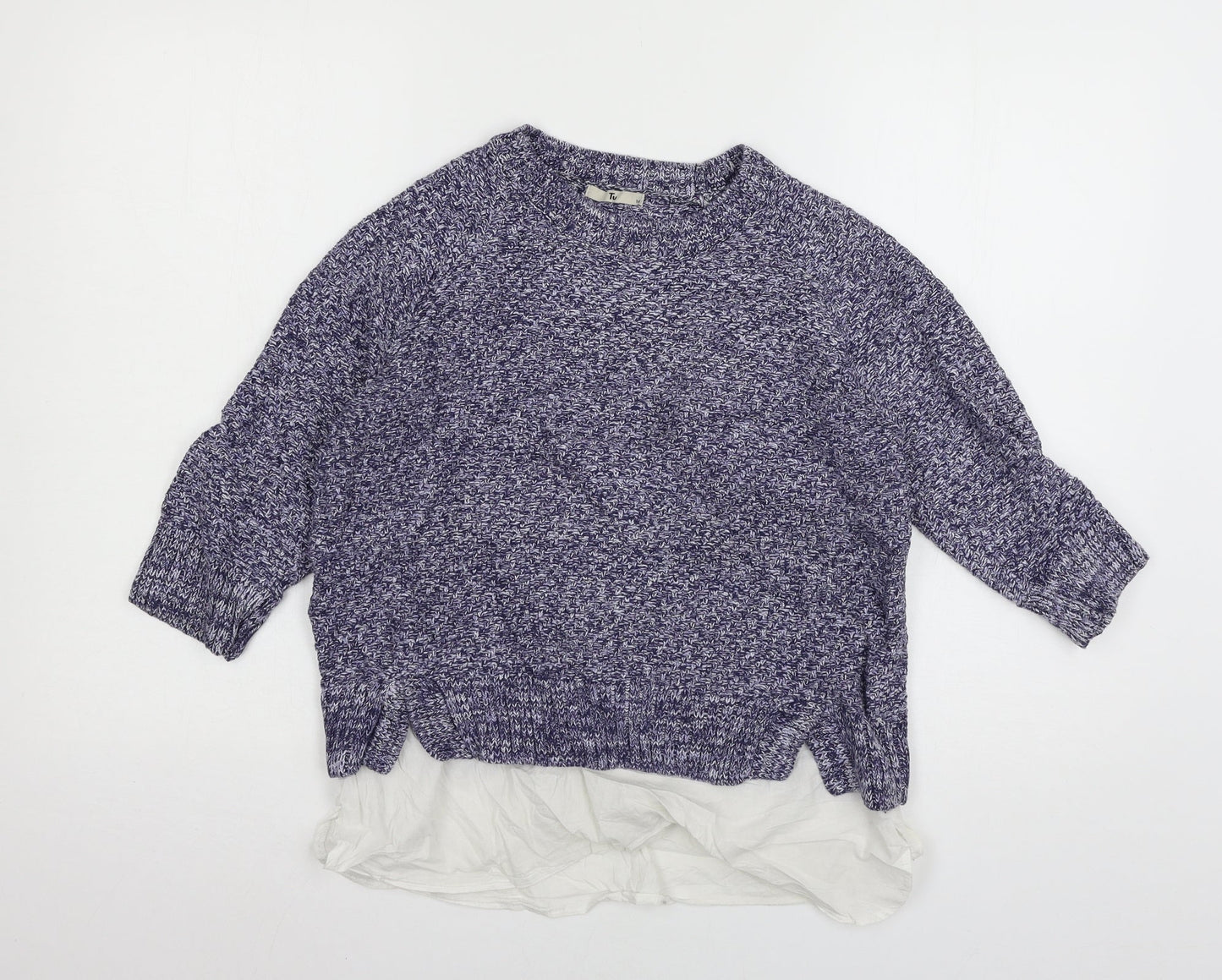 TU Womens Blue  Knit Pullover Jumper Size 14