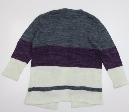 Be You Womens White Striped Knit Cardigan Jumper Size 8