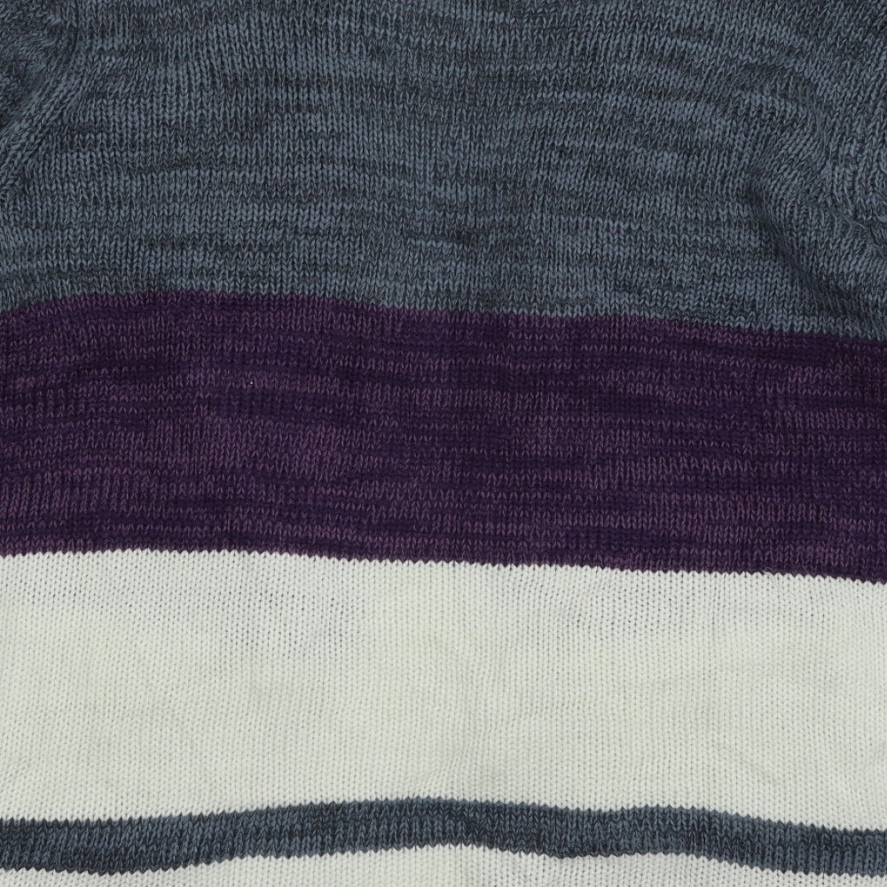 Be You Womens White Striped Knit Cardigan Jumper Size 8