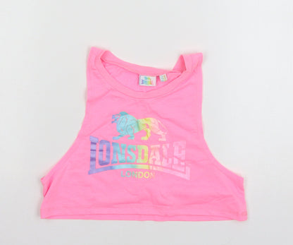 Lonsdale Girls Pink  Jersey Basic Tank Size 7-8 Years