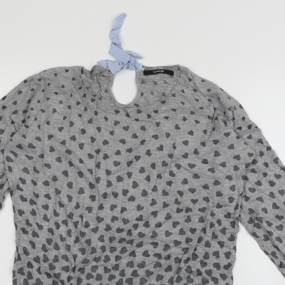 George Womens Pink Geometric Knit Pullover Jumper Size 10