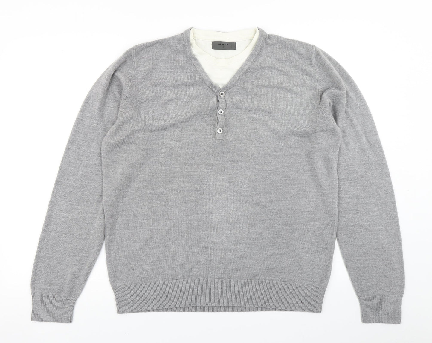 Burton Mens Grey  Knit Pullover Jumper Size L