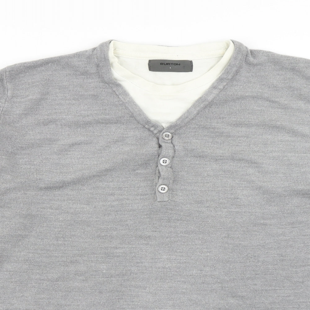 Burton Mens Grey  Knit Pullover Jumper Size L