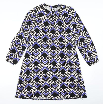 Dorothy Perkins Womens Blue Chevron  A-Line  Size 10