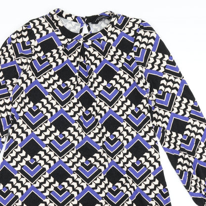 Dorothy Perkins Womens Blue Chevron  A-Line  Size 10