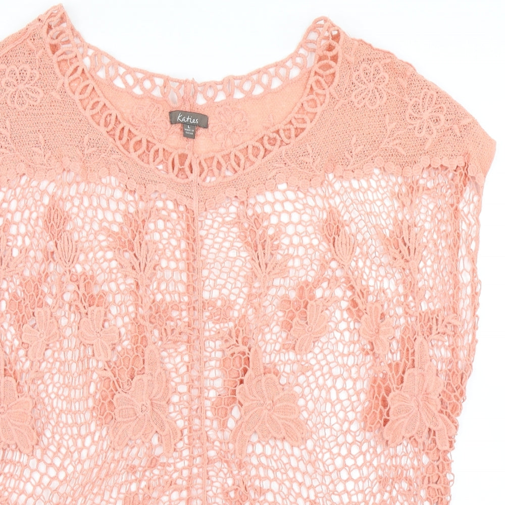 Katies Womens Pink   Tunic T-Shirt Size L  - Netted