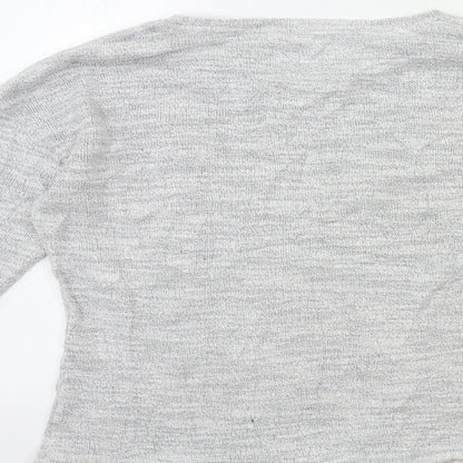 F&F Womens Grey  Knit Top Pyjama Top Size 8