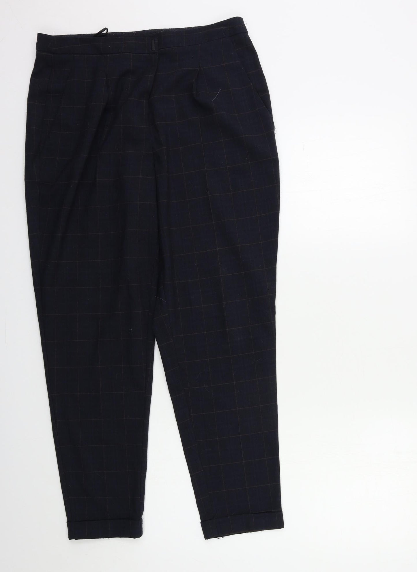 F&F Womens Blue Check  Trousers  Size 12 L27 in
