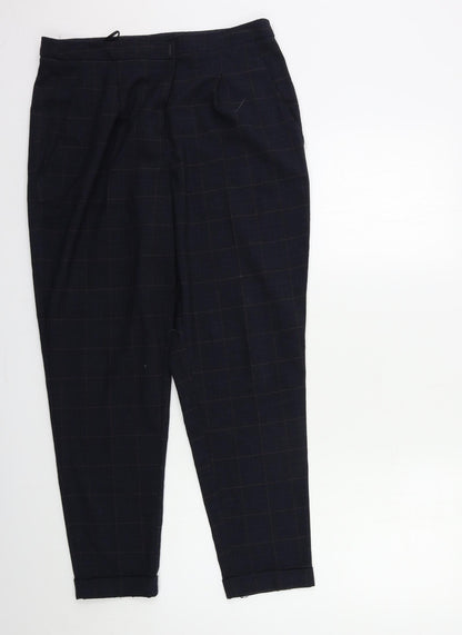 F&F Womens Blue Check  Trousers  Size 12 L27 in