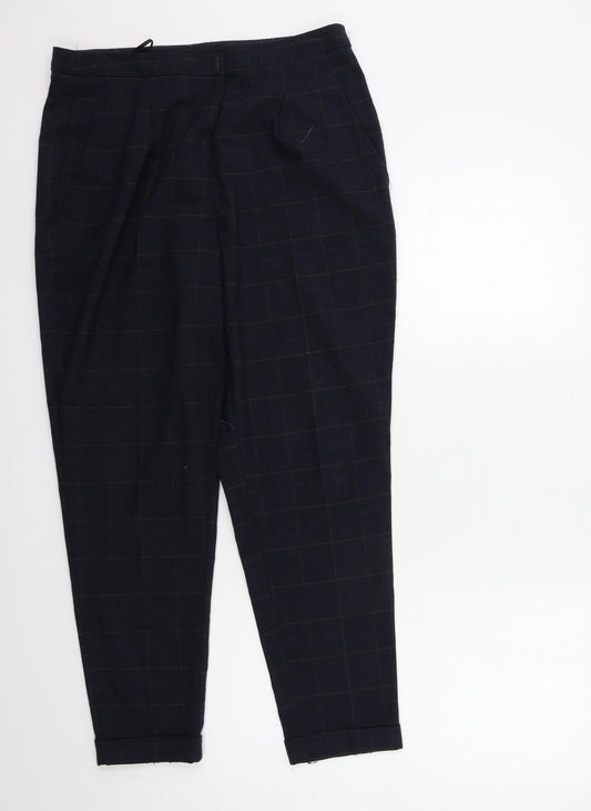 F&F Womens Blue Check  Trousers  Size 12 L27 in
