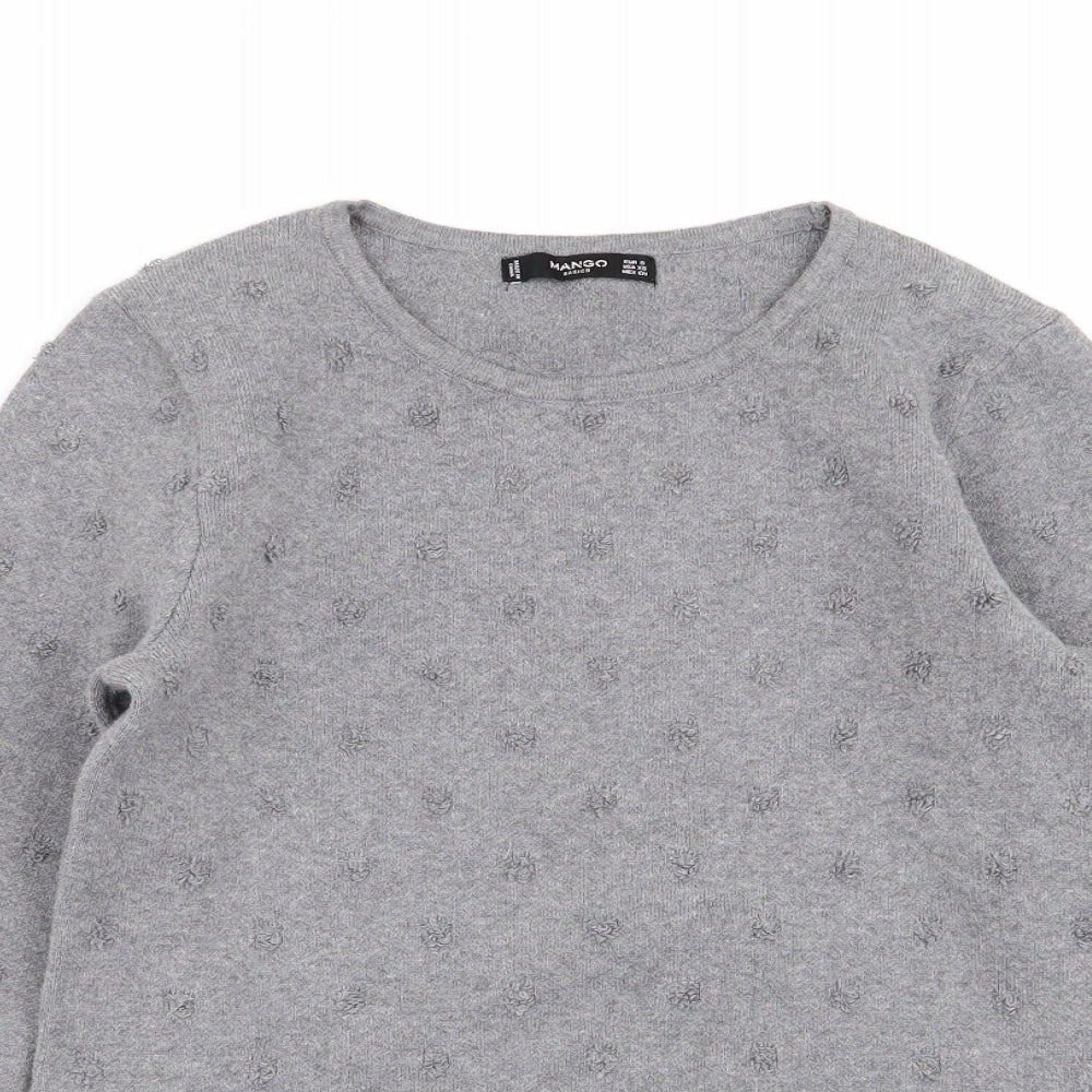 Womens UK Size S Mango Grey Pullover Jumper