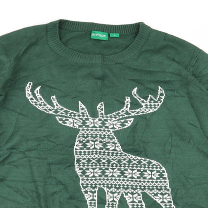 Avenue Womens Green Animal Print  Pullover Jumper Size L